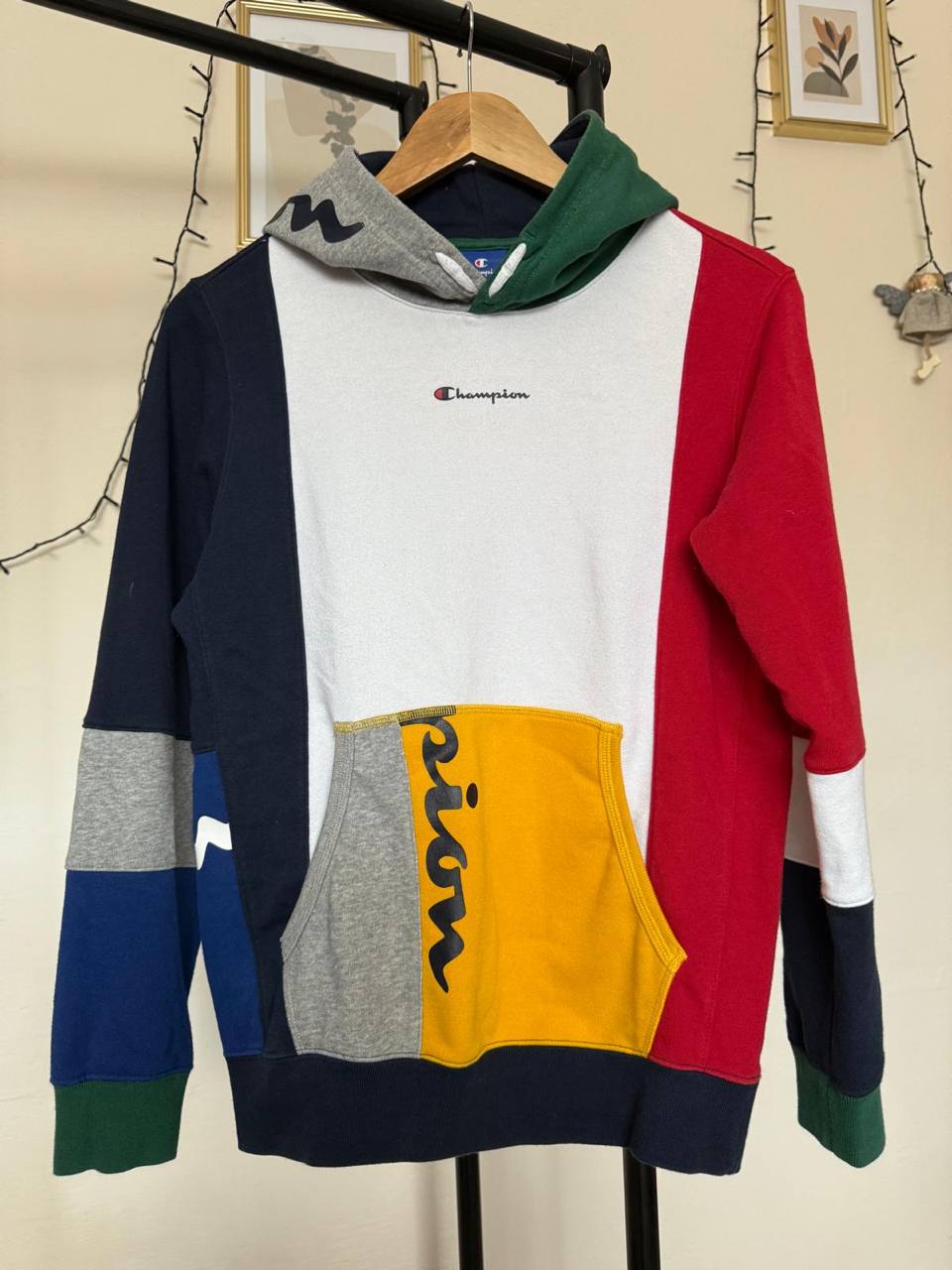 🌈 Bluza z kapturem CHAMPION – Patchwork 🌈